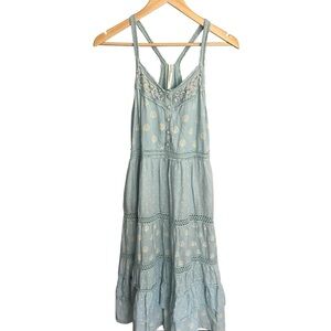 Anthropologie Light Blue Pilcro Lace Tiered Midi/Maxi Dress 🩵